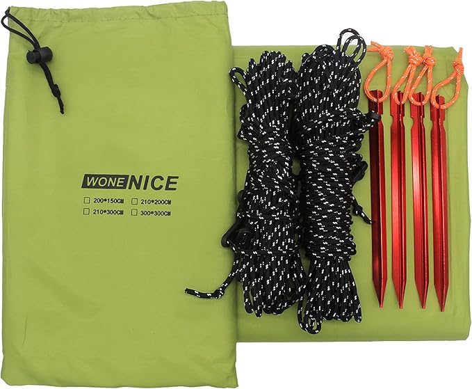 WoneNice 10' x 13' Waterproof Camping Tarp - Lightweight Hammock Rain Fly for Backpacking, Hiking, Travel - Windproof Shelter, Compact & Durable Tent Tarp Cover