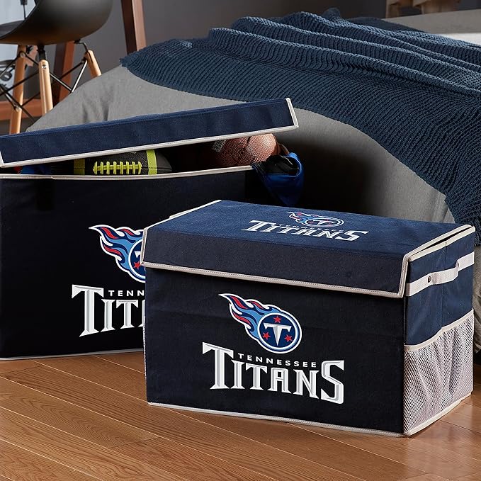 Franklin Sports NFL Storage Footlocker Bins - Large Folding Organizer Containers - NFL Team Office, Bedroom + Living Room Décor - Large + Small Bins