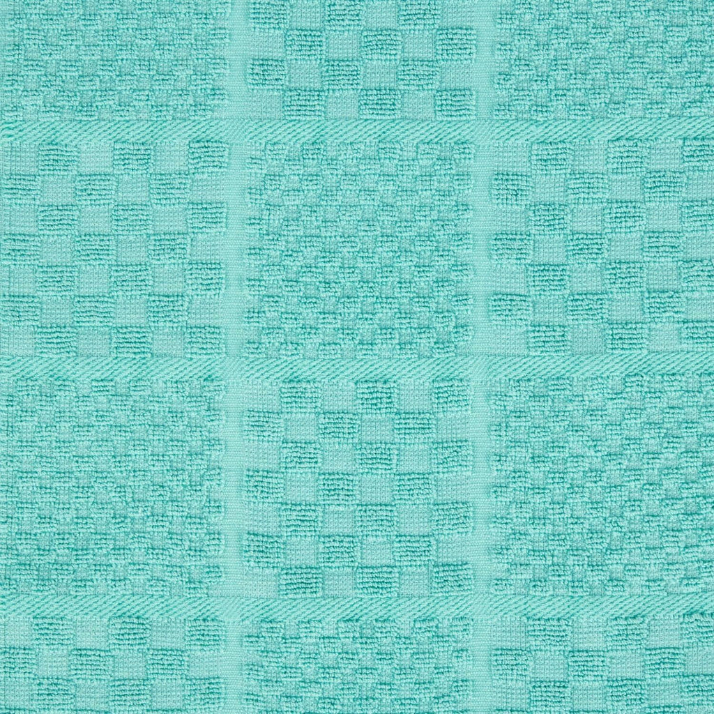 KITCHENAID Quilted Cotton Terry Cloth Oven Mitt, Pot Holder, Kitchen Towel 4-Pack Set, Heat Resistant, Silicone Grip, 16"x26", 7"x13" & 7"x10", Aqua Sky