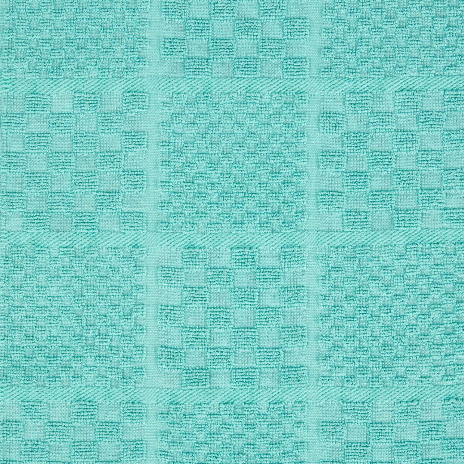 KITCHENAID Quilted Cotton Terry Cloth Oven Mitt, Pot Holder, Kitchen Towel 4-Pack Set, Heat Resistant, Silicone Grip, 16"x26", 7"x13" & 7"x10", Aqua Sky