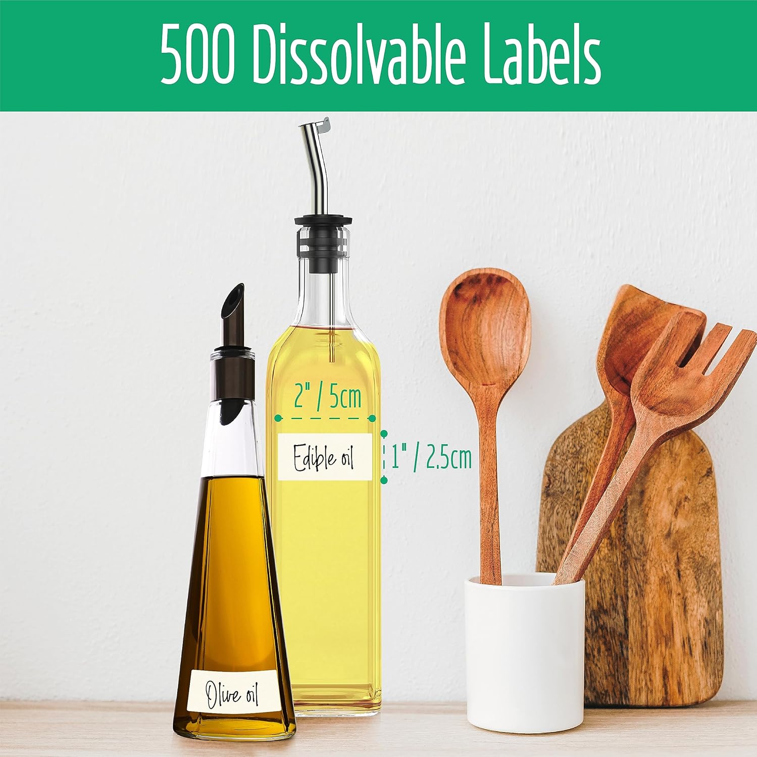 500 Dissolvable Canning Labels, Removable Freezer Pantry Stickers with Perforation Line No Residue Left for Food Containers Jars Kitchen Restaurant Storage Organization (1” x 2”)