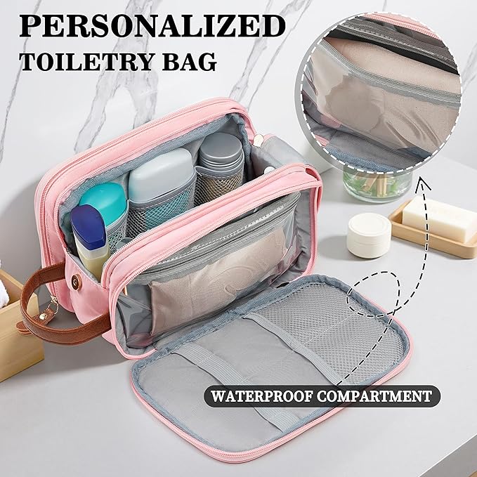 YOOLIFE Toiletry Bag for Women Men - Initial Travel Toiletry Bag Organizer Dopp Kit Water Resistant Personalized Gifts