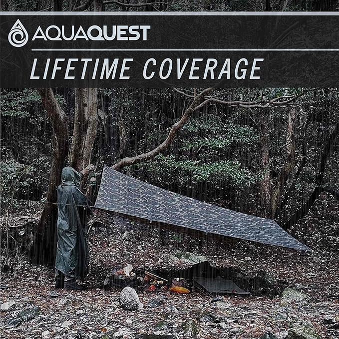 AquaQuest Defender Camping Tarp - Heavy Duty Tent Shelter or Rain Fly - Waterproof Camping Essentials for Hiking, Bushcraft & Hammock