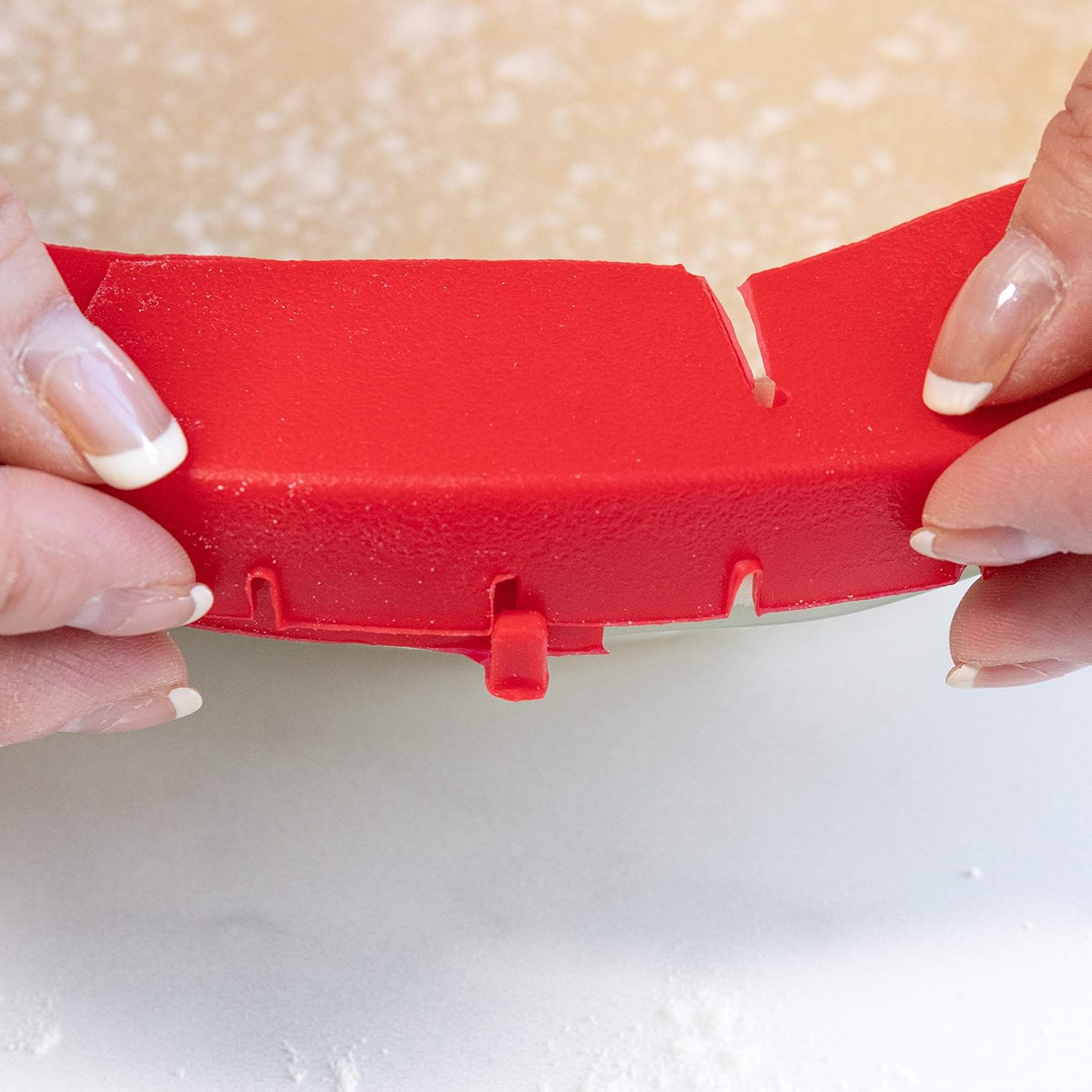 Talisman Designs Adjustable Pie Shield | 8 to 11.5 Inch Rimmed Dishes | Pie Crust Protector I Red - Set of 2