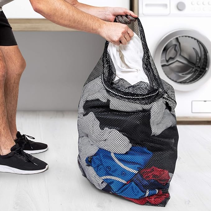 Champion Sports Mesh Equipment Bag – Heavy-Duty Nylon Drawstring Bag with Lock & ID Tag, Breathable Storage Sack for Balls, Swim Gear, Laundry & Toys, Multiple Sizes & Colors