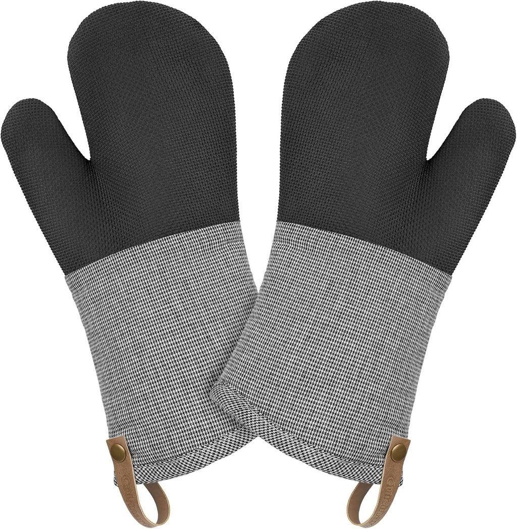 Cuisinart Heritage Kitchen Oven Mitts – Heat-Resistant Kitchen Mitts for Oven with Non-Slip Neoprene Palm, Long Cuff, and Cotton Filling – Durable Oven Gloves for Cooking, Baking, & Grilling