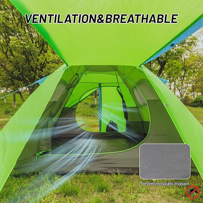 Himalaya 4 Person Camping Tent, Backpacking Tent Waterproof Windproof Lightweight Portable Easy Setup Double Layer for Outdoor Camping Hiking Mountaineering Travel