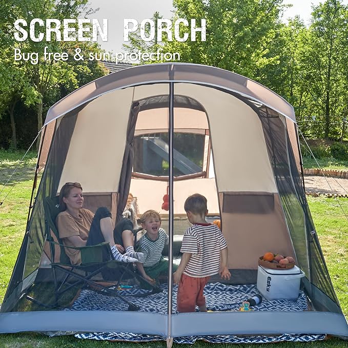 PORTAL 6/8/10 Person Family Camping Tent with Screen Room, Water Resistant Big Tunnel Tent with Rainfly, Large Family Tent for Outdoor Camping, Party