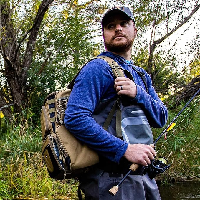 Piscifun Fishing Tackle Backpack with 4 Trays, Large Outdoor Storage Tackle Bag with Protective Rain Cover for Fishing Gear