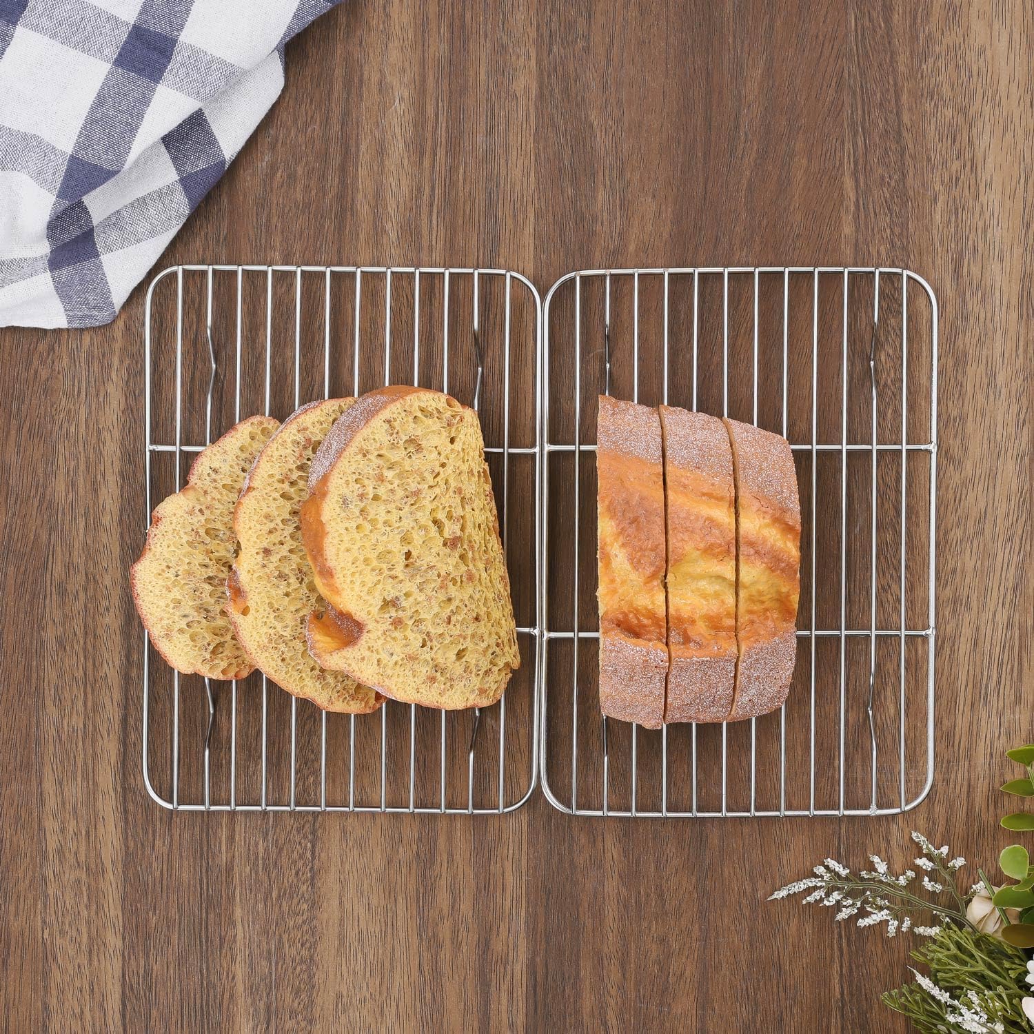 2 Pack Cooling Rack for Baking, Homikit 8.7 * 6.3 Inch Small Stainless Steel Metal Roasting Grilling Cooking Racks, Fits Small Toaster Oven, Dishwasher Safe, Heavy duty & Rust Resistant