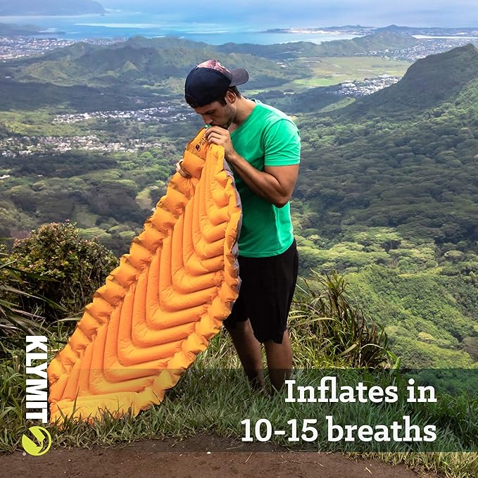 Klymit Insulated Static V Lite 2.5" Thick Inflatable Camping Pad and Static V Sheet Pad Cover Bundle for Hiking and Backpacking