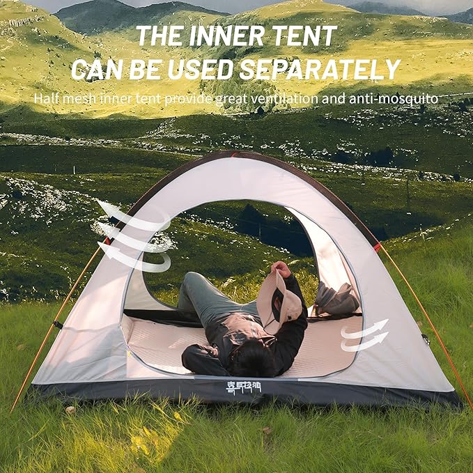 Himalaya 1/2 Person Camping Tent, 4 Season Tent Backpacking Winter Tent Waterproof Windproof Lightweight Portable PU5000 for Outdoor Camping Cold Weather Hiking Mountaineering