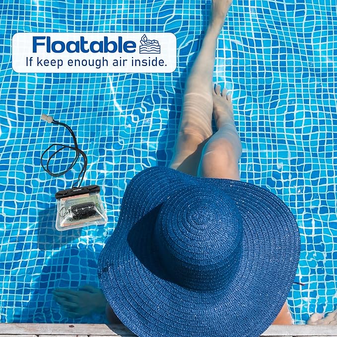 2Pack Waterproof Car Key FOB Case Floating Wallet Pouch for Remote Keys ID Credit Card Cash Money Submersible Dry Bag Holder (2, Black + Orange)