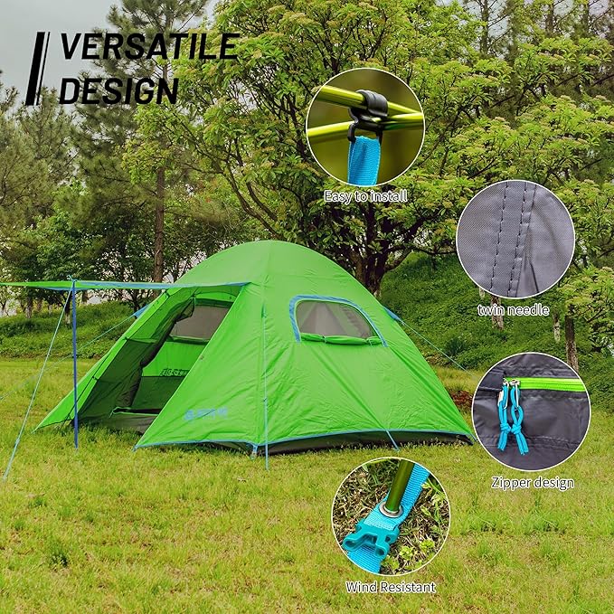 Himalaya 4 Person Camping Tent, Backpacking Tent Waterproof Windproof Lightweight Portable Easy Setup Double Layer for Outdoor Camping Hiking Mountaineering Travel