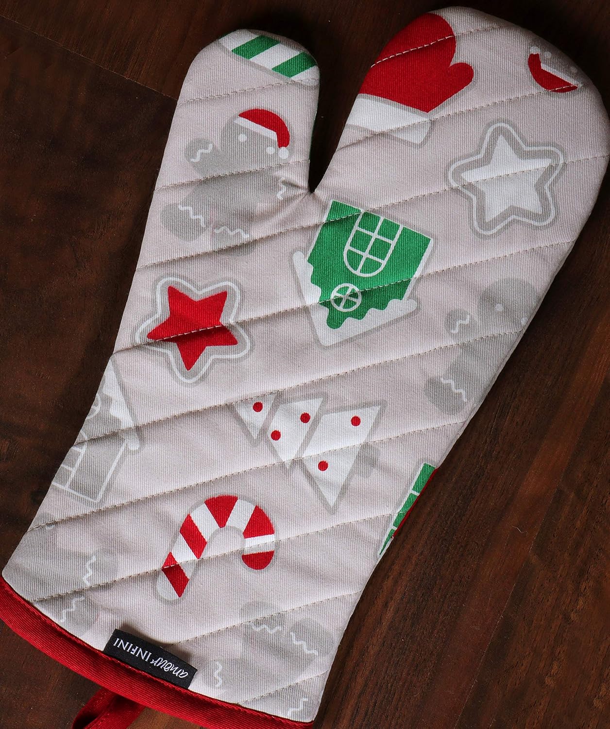 AMOUR INFINI Oven Mitts Set of 1 Quilted Liner with Hanging Loop Non Slip, Heat Resistant, Washable Reusable Oven Mitt Quilted Liner with Hanging Loop