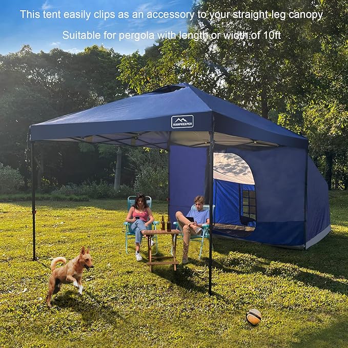 KAMPKEEPER Side Tent,Camping Tent for 10' x 10' Pop Up Canopy, Easy Set Up Gazebo,Compatible with 10' Wide Canopy Tents（Blue）