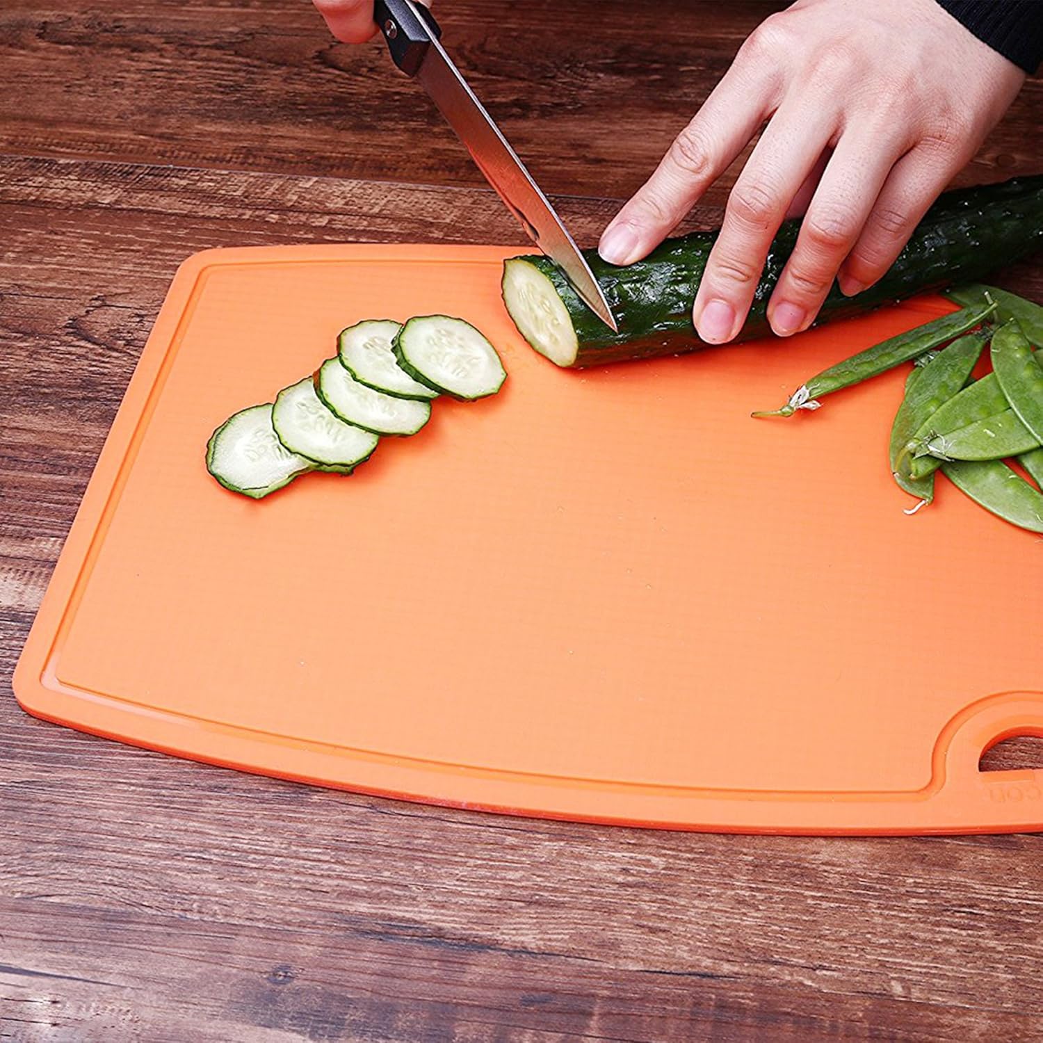 Silicone Thick Cutting Boards Mats Set of 3pcs Foldable & Flexible Design Juice Grooves Easy Grip Handle Dishwasher Safe for Kitchen,BPA free Chif-Orange