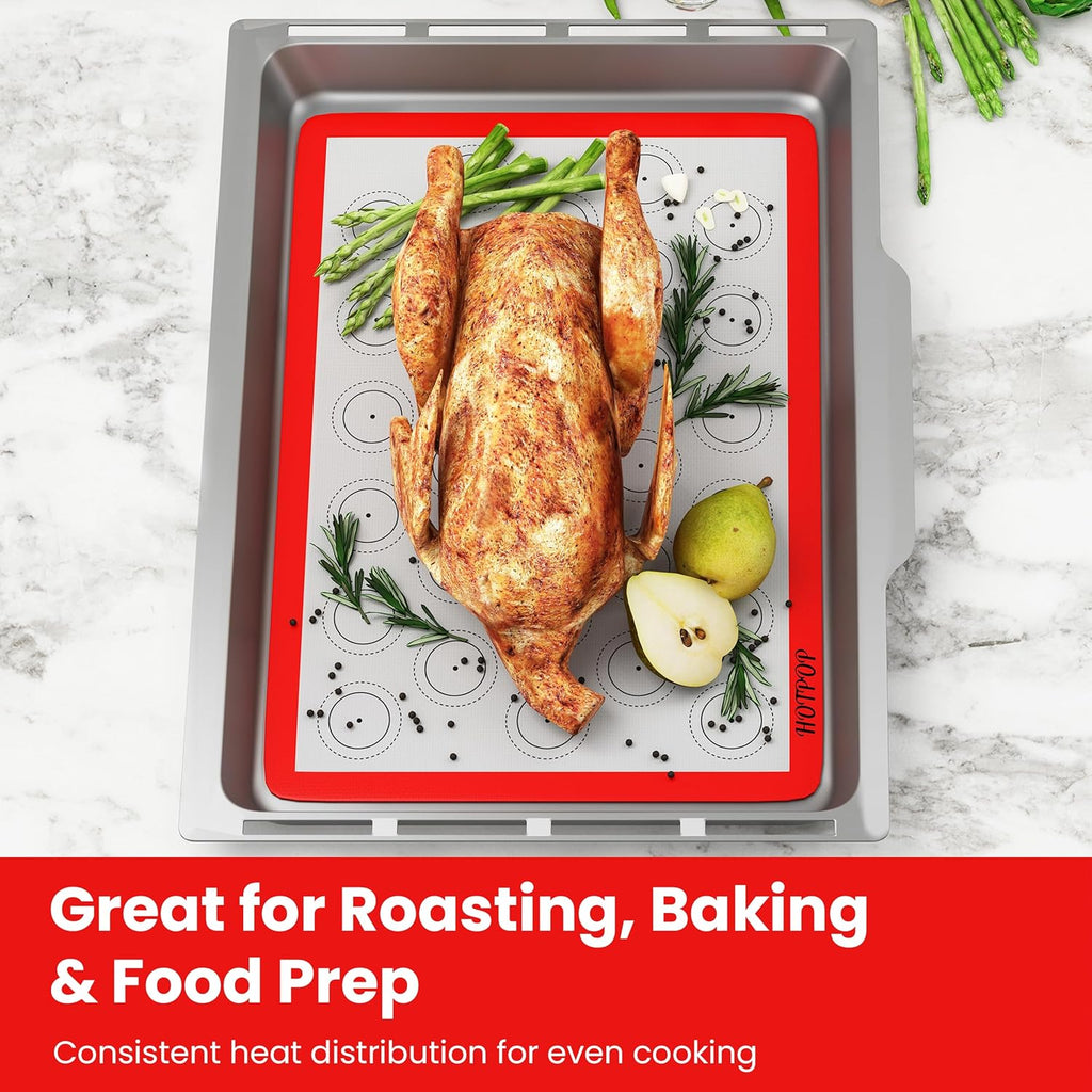 HOTPOP | Reusable Macaron Cookie Sheet, Non Stick Baking Mats, 0.75mm (2 Half Sheets , 2 Quarter Sheets), Set of 4