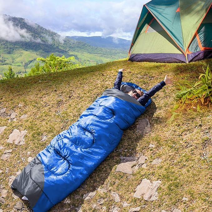 tuphen- Sleeping Bags for Adults Kids Boys Girls Backpacking Hiking Camping Microfiber Liner, Cold Warm Weather 4 Seasons Indoor Outdoor Use, Lightweight & Waterproof