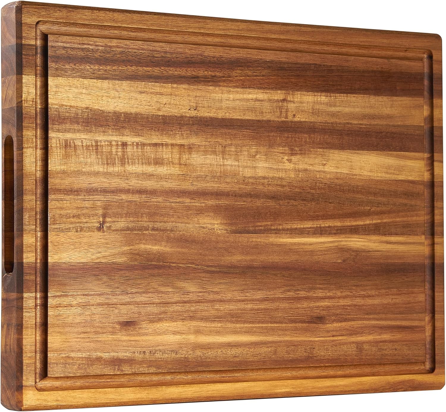 COZIFA- Large Cutting Board Wood Acacia - Thick Wooden Cutting Boards for Kitchen - Wooden Chopping Boards for Kitchen with Juice Groove, Inner Handle, Natural Oil Wax Finish - 17x12 x1.2inches