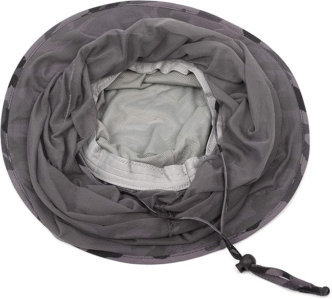 Flammi Mosquito Net Hat Safari Hat UPF 50+ Sun Protection Boonie Hats for Men with Neck Flap Fishing Hiking Hat for Men/Women