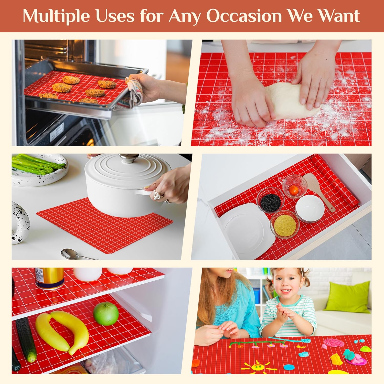 Silicone Baking Mat, 12 IN x 10 FT Free Cutting Baking Sheet,Non-Stick Reusable Dough & Pastry Mat,Non-Slip Silicone Mat Roll for Air Fryer Liner,Freeze Dryer,Oven Baking Pan,Kitchen Counter