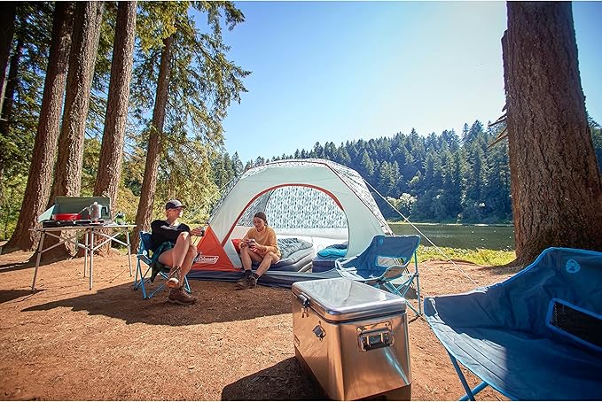 Coleman Skydome Series Camping Tent Weatherproof Tent Includes Pre-Attached Poles Rainfly Carry Bag and Unique Pattern Sets up in 5 Minutes