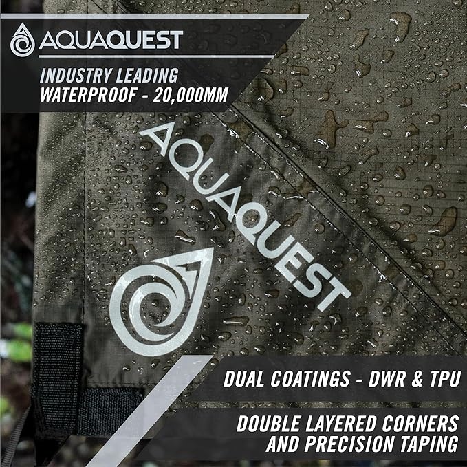 AquaQuest Defender Camping Tarp - Heavy Duty Tent Shelter or Rain Fly - Waterproof Camping Essentials for Hiking, Bushcraft & Hammock