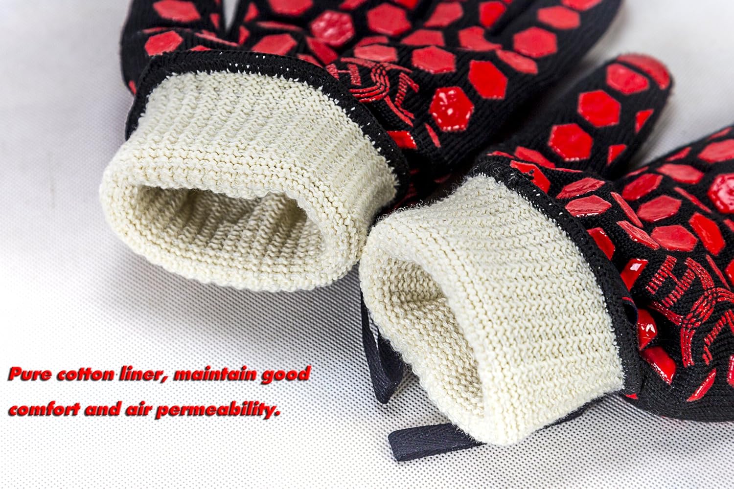 J H Heat Resistant Oven Glove:EN407 Certified 932 °F, 2 Layers Silicone Coating, Oven Mitts for Cooking, Kitchen, Fireplace,Camping, Grilling