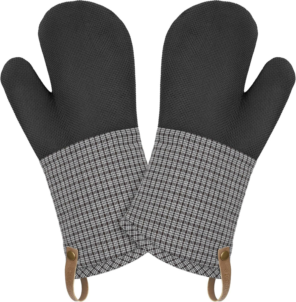 Cuisinart Heritage Kitchen Oven Mitts – Heat-Resistant Kitchen Mitts for Oven with Non-Slip Neoprene Palm, Long Cuff, and Cotton Filling – Durable Oven Gloves for Cooking, Baking, & Grilling