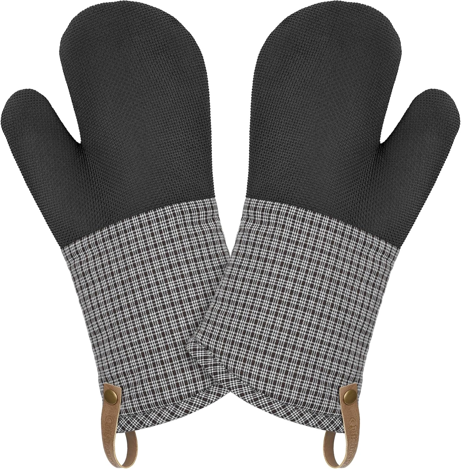 Cuisinart Heritage Kitchen Oven Mitts – Heat-Resistant Kitchen Mitts for Oven with Non-Slip Neoprene Palm, Long Cuff, and Cotton Filling – Durable Oven Gloves for Cooking, Baking, & Grilling