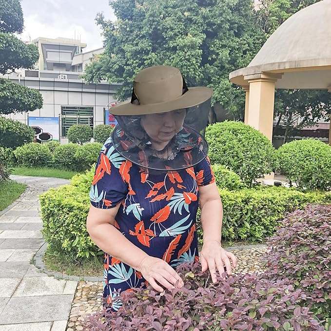 Sucrain 2 Pack Mosquito Head Net Hat Sun Hat Garden Bug Hat with Hidden Net Mesh for Outdoor Gardening Beekeeping