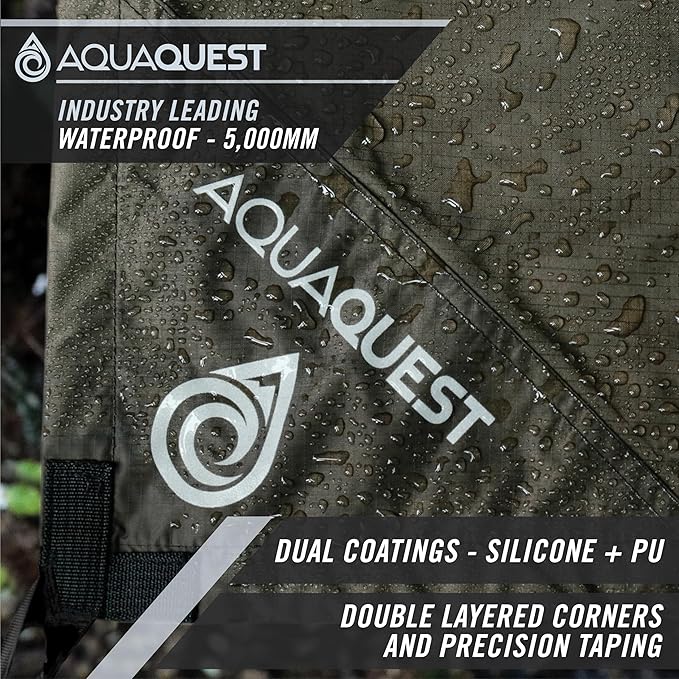 AquaQuest Guide Camping Tarp - Ultralight Tent Cover or Rain Fly - Waterproof Camping Gear Must Haves for Hiking, Hammock, Bivy & Survival