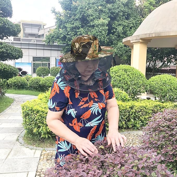 Sucrain 2 Pack Mosquito Head Net Hat Sun Hat Garden Bug Hat with Hidden Net Mesh for Outdoor Gardening Beekeeping