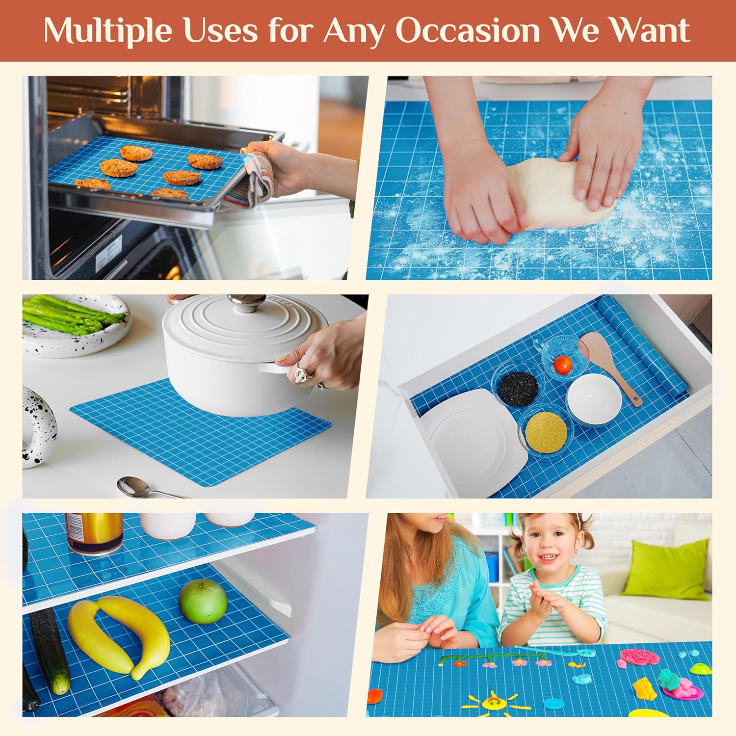 Silicone Baking Mat, 16 IN x 10 FT Free Cutting Baking Sheet, Non-Stick Reusable Dough & Pastry Mat, Non-Slip Silicone Mat Roll for Air Fryer Liner, Freeze Dryer, Oven Baking Pan, Kitchen Counter