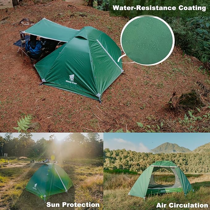 GEERTOP Ultralight Backpacking Tent 2 Person Waterproof Camping Tent 2 Man Double Wall Outdoor Easy Setup Tent for Family Camp, Hiking Hunting Mountaineering Travel