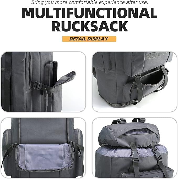 100L Tactical Military Backpack for Men - Waterproof Hiking & Hunting Pack with MOLLE System, Adjustable Suspension, Survival Gear Compartment - Outdoor Camping, Trekking Travel Backpack