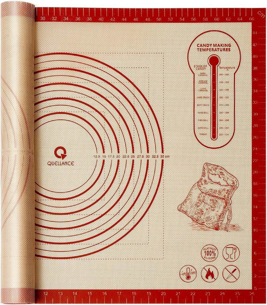 Silicone Baking Pastry Dough Mat - 28x20Inch Extra Large Cookie Bread Rolling Mats Sheet, Nonstick Kitchen Counter Kneading Board, Thick Reusable Pie Cookies Pizza Fondant Making Matt with Measurement
