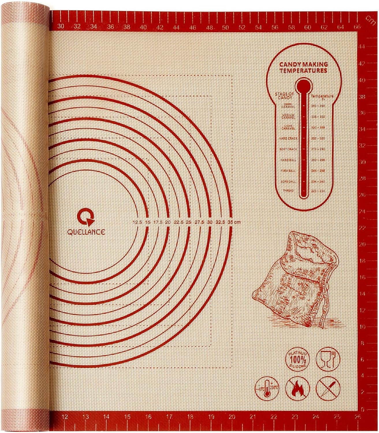 Silicone Baking Pastry Dough Mat - 28x20Inch Extra Large Cookie Bread Rolling Mats Sheet, Nonstick Kitchen Counter Kneading Board, Thick Reusable Pie Cookies Pizza Fondant Making Matt with Measurement