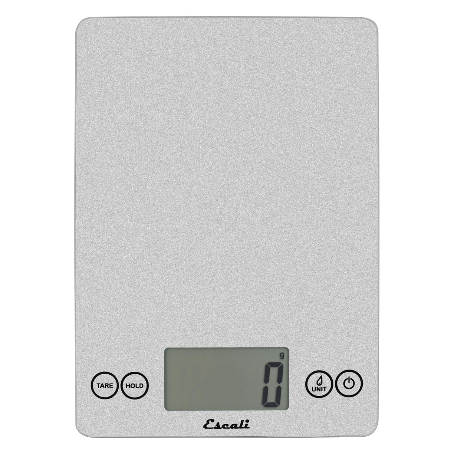 Escali Arti Glass Food Scale Digital Countertop Kitchen, Baking and Cooking Scale with Nutrition and Calorie Counter, 15-Pound Capacity, 9" x 6.5" x .75", Shiny Silver