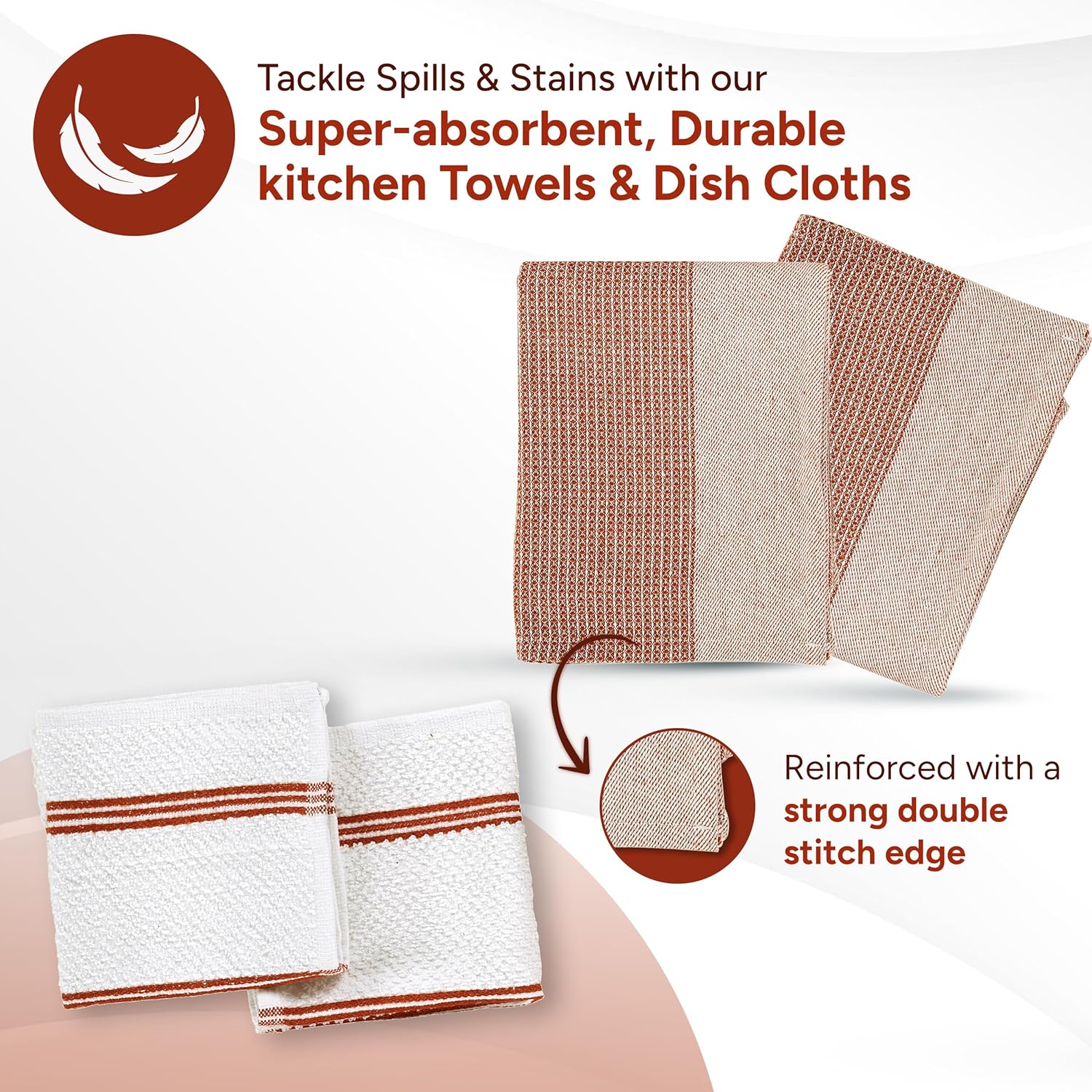 Casa Platino Potholders for Kitchens, 8-Piece – 500°F Heat Resistant Oven Mitts and Pot Holders, Mini Oven Mitts with Silicone Grip, 2 Kitchen Towels & 2 Dish Cloths – Durable & Non-Slip – Canyon Rose