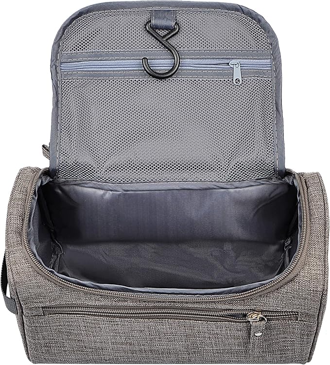 Vercord Mens Toiletry Bag Wash Travel Small Shaving Dop Kit Shower Bathroom Ditty Hygiene Bag Frosted Grey