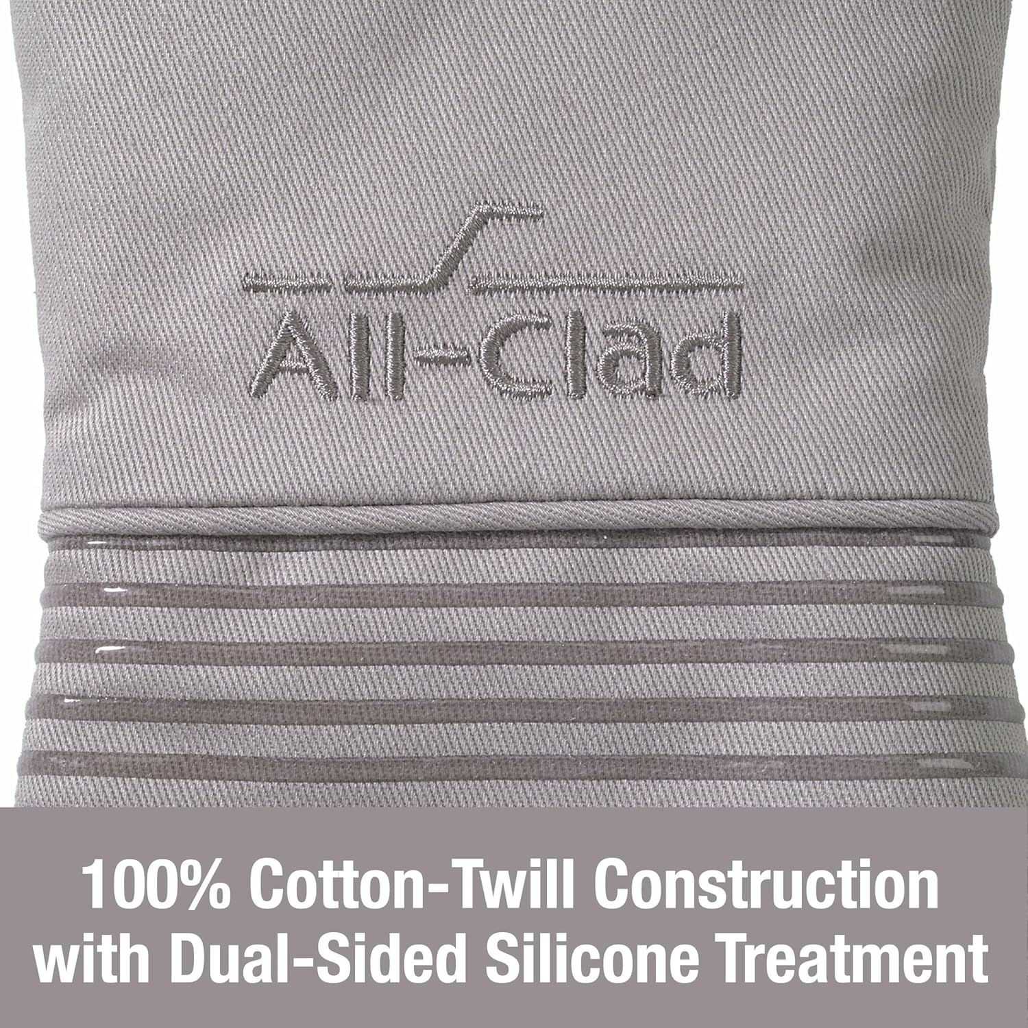 All-Clad Premium Silicone Oven Mitt: Heat Resistant to 500 Degrees - 100% Cotton & Silicone, 14"x7" Pot Holder for Kitchen and Barbeque, (1-Pack), Titanium Gray
