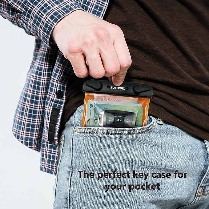 2Pack Waterproof Car Key FOB Case Floating Wallet Pouch for Remote Keys ID Credit Card Cash Money Submersible Dry Bag Holder (2, Orange + Orange)