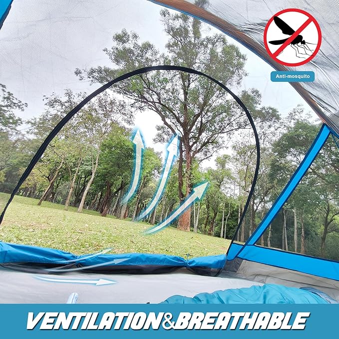 Camping Tent 4 Person, Waterproof Windproof Tent with Rainfly Easy Set up-Portable Dome Tents for Camping