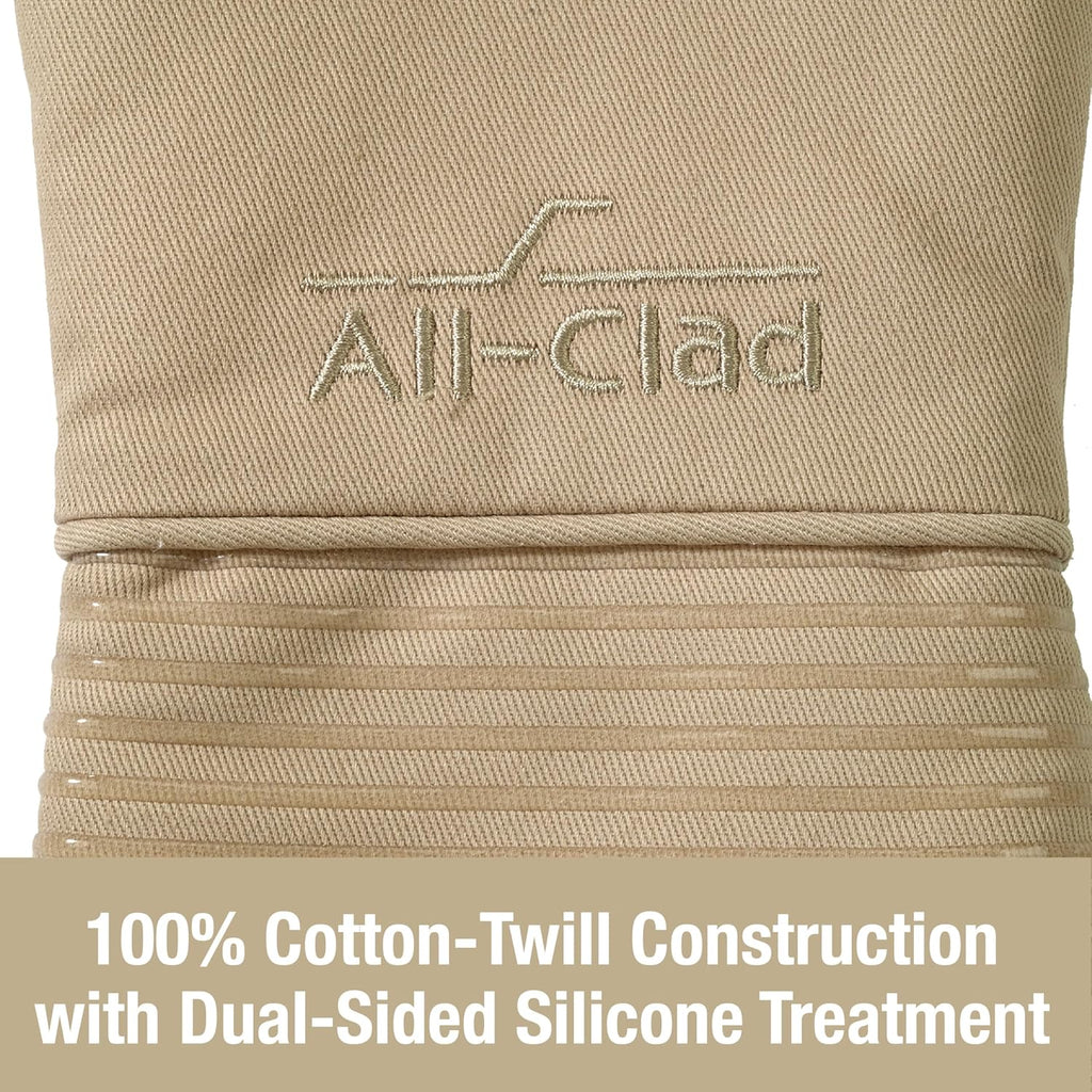All-Clad Silicone Oven Mitts: Heat Resistant up to 500 Degrees - 100% Cotton & Silicone, 14"x7" Oven Mitt for Kitchen and Barbeque, 2-Pack, Cappuccino