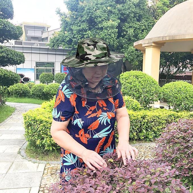 Sucrain 2 Pack Mosquito Head Net Hat Sun Hat Garden Bug Hat with Hidden Net Mesh for Outdoor Gardening Beekeeping