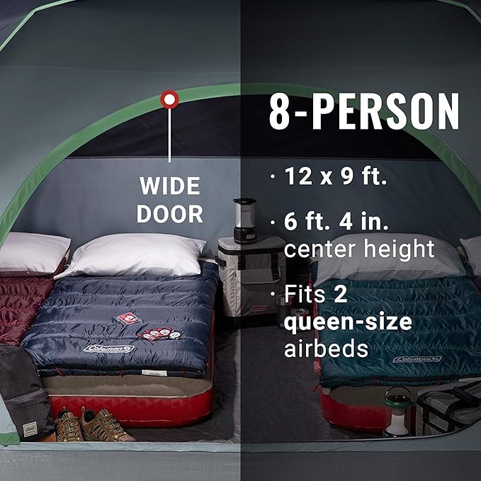 Coleman Skydome Series Camping Tent Weatherproof Tent Includes Pre-Attached Poles Rainfly Carry Bag and Unique Pattern Sets up in 5 Minutes