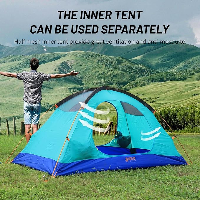 Himalaya 1/2 Person Camping Tent, 4 Season Tent Backpacking Winter Tent Waterproof Windproof Lightweight Portable PU5000 for Outdoor Camping Cold Weather Hiking Mountaineering