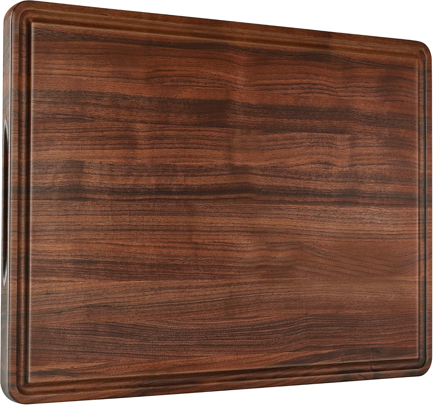 AZRHOM XXL Large Walnut Wood Cutting Board for Kitchen 24x18 (Gift Box) with Juice Groove Handles Non-slip Mats Thick Reversible Butcher Block Chopping Board